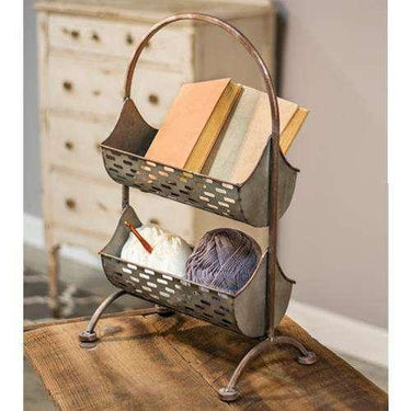 Galvanized Olive Bucket Two-Tier Organizer - The Fox Decor